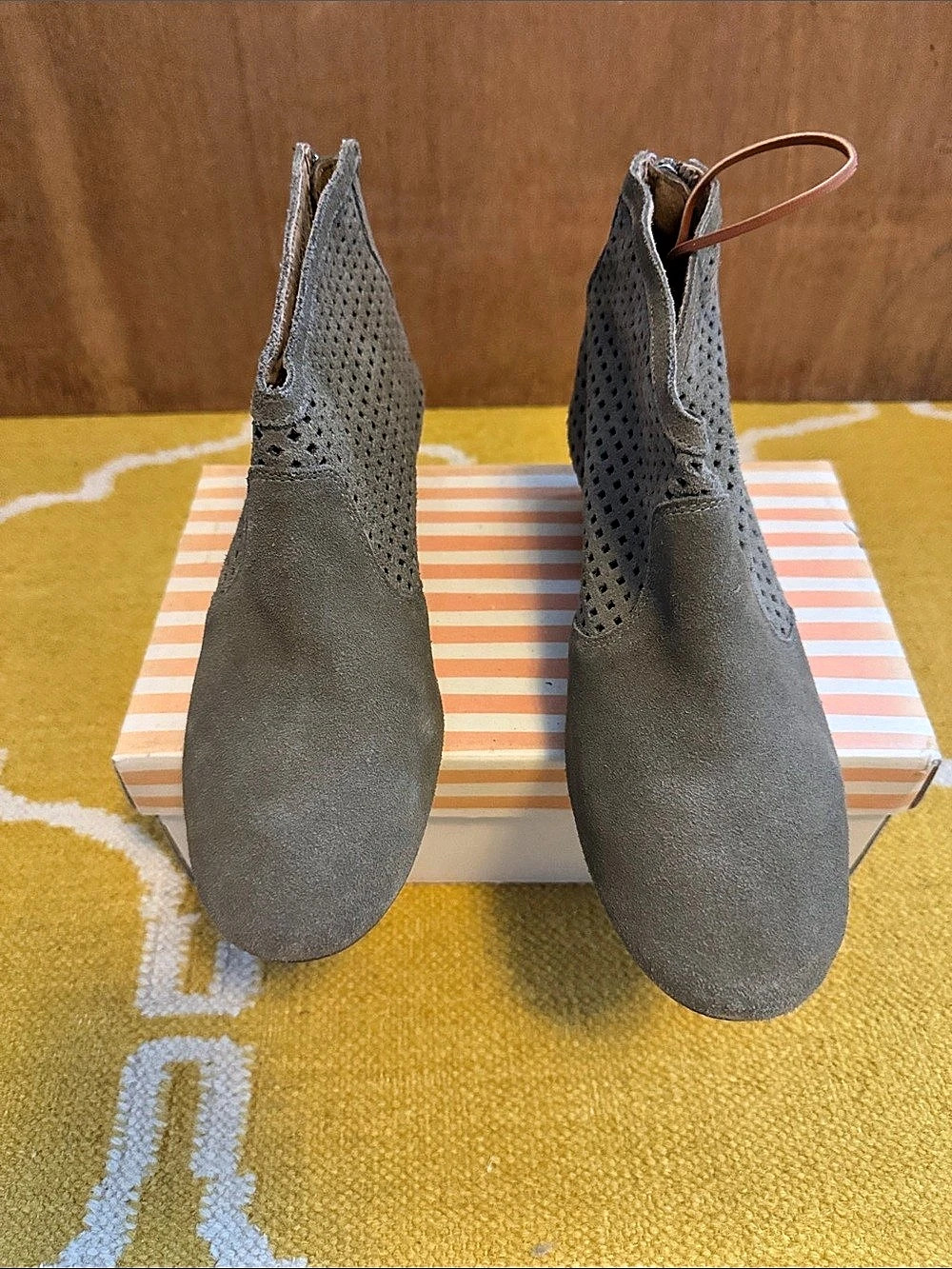 Gray Perforated Ankle Booties Like New
